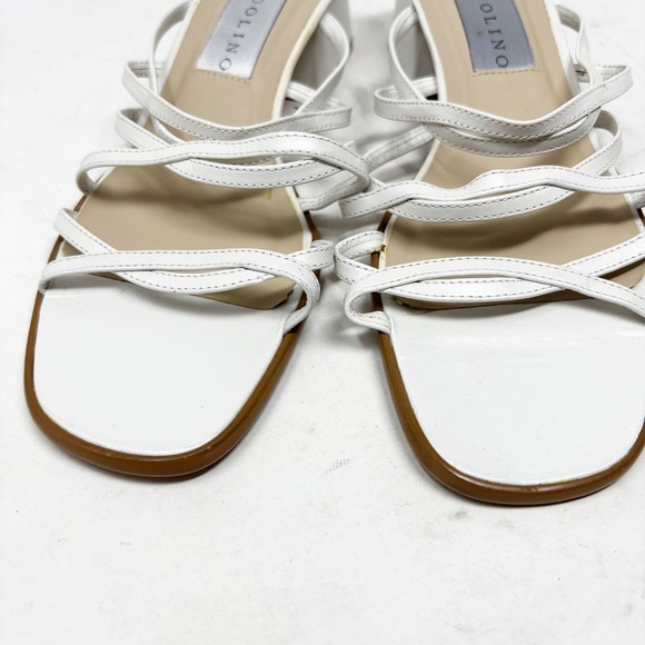 Y2K Bandolino White Strappy Heeled Sandals Women's Size 8M Square Toe Block Heel - Picture 2 of 8